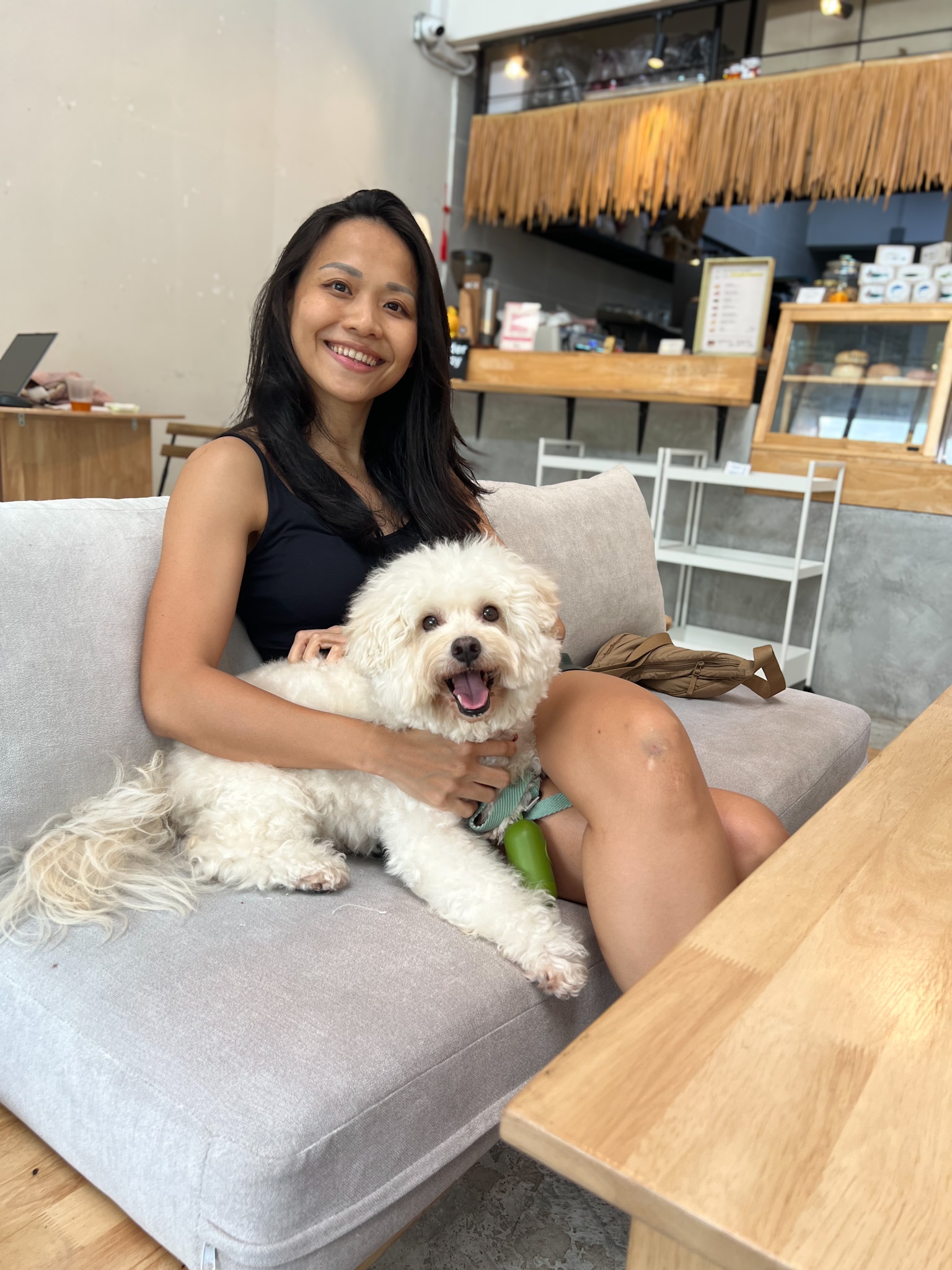 Dog Mom Bestie founder Adelyn with her dog Stanley